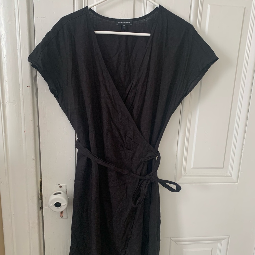 Universal Standard Black Wrap Dress with Tie Waist